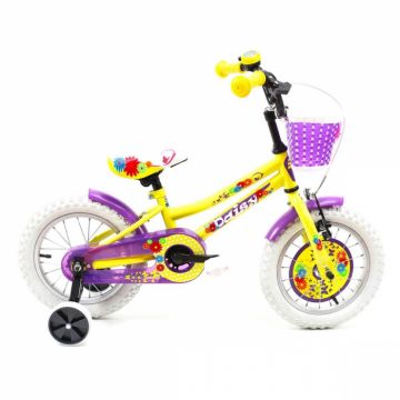 Bicicleta Copii Dhs 1402 - 14 Inch, Galben-Mov