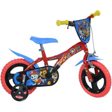 Bicicleta cu pedale, Dino Bikes, Paw Patrol, Cu roti ajutatoare, 12 inch, Pana la 40 kg, 3 ani+, Multicolor