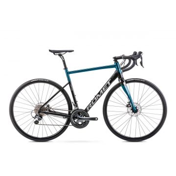 Bicicleta de sosea Romet Huragan 4 Disc Negru/Albastru 2023 Bicicleta de sosea Romet Huragan 4 Disc Negru/Albastru 2023