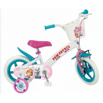Bicicleta pentru copii, Toimsa, Paw Patrol, 12 inch, Cu roti ajutatoare si cosulet frontal, Conform cu standardul european de securitate EN71, Multicolor