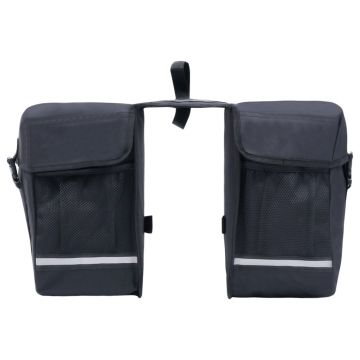 vidaXL Geantă de bicicletă dublă pentru suport coș, negru, 35 L vidaXL Geantă de bicicletă dublă pentru suport coș, negru, 35 L