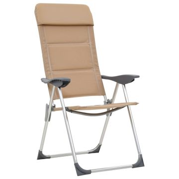 vidaXL Scaun camping, crem, 2 buc. crem, 58 x 69 x 111 cm, aluminiu