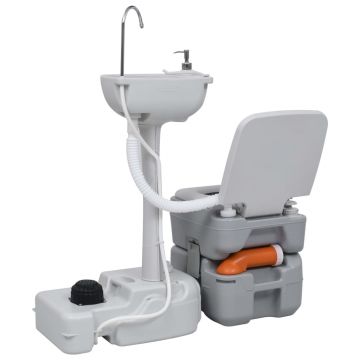 vidaXL Set portabil cu toaletă, lavoar și rezervor apă pentru camping