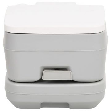 vidaXL Toaletă portabilă de camping, gri și alb, 10+10 L, HDPE