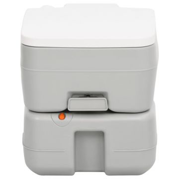 vidaXL Toaletă portabilă de camping, gri și alb, 15+10 L, HDPE