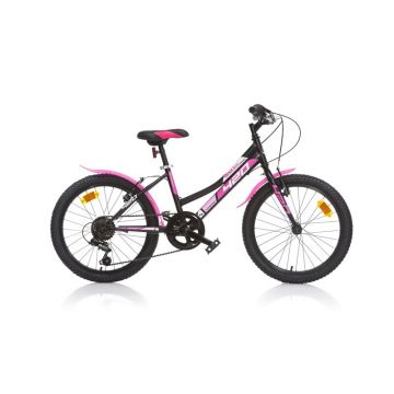 Bicicleta cu pedale, Dino Bikes, Mountain Bike, Cu 6 viteze, 20 inch, Pana la 145 cm, 7 ani+, Negru