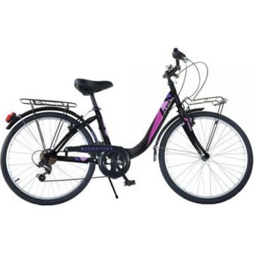 Bicicleta copii 11 ani+, 26 inch, City Summertime Negru, Dino Bikes DB604R04BK