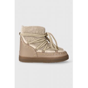 Inuikii bocanci de piele Curly Rock Wedge culoarea bej, 75103-076