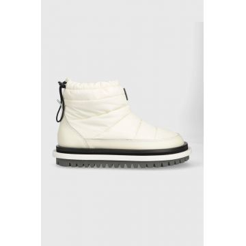 Tommy Jeans cizme de iarna TJW PADDED FLAT BOOT culoarea bej, EN0EN02292