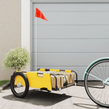 vidaXL Remorcă de bicicletă pentru marfă galben textil oxford și fier