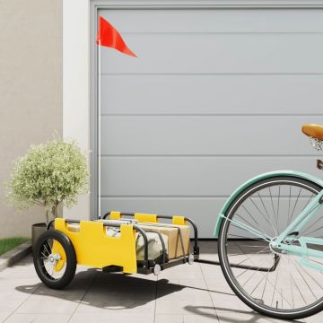 vidaXL Remorcă de bicicletă pentru marfă galben textil oxford și fier