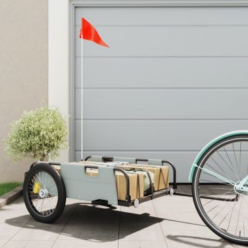 vidaXL Remorcă de bicicletă pentru marfă, gri, textil oxford și fier