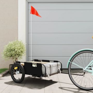 vidaXL Remorcă de bicicletă pentru marfă, negru, textil oxford și fier