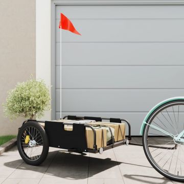 vidaXL Remorcă de bicicletă pentru marfă, negru, textil oxford și fier