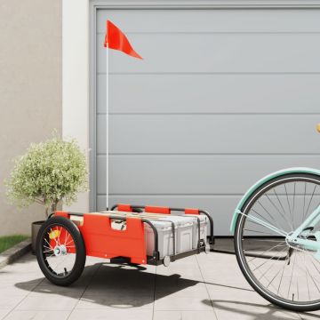 vidaXL Remorcă de bicicletă pentru marfă, portocaliu, textil și fier