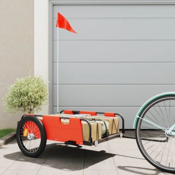 vidaXL Remorcă de bicicletă pentru marfă, portocaliu, textil și fier