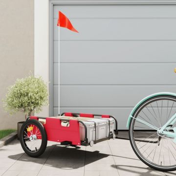 vidaXL Remorcă de bicicletă pentru marfă, roșu, textil oxford și fier