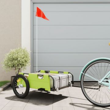 vidaXL Remorcă de bicicletă pentru marfă, verde, textil oxford și fier