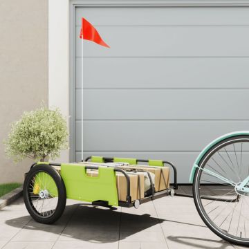 vidaXL Remorcă de bicicletă pentru marfă, verde, textil oxford și fier