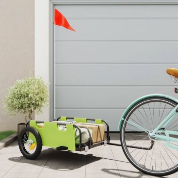vidaXL Remorcă de bicicletă pentru marfă, verde, textil oxford și fier
