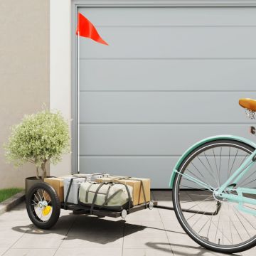 vidaXL Remorcă de marfă pentru bicicletă, negru, 122x53x28 cm, fier