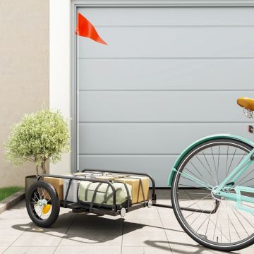vidaXL Remorcă de marfă pentru bicicletă, negru, 122x53x31 cm, fier