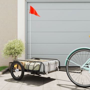 vidaXL Remorcă de marfă pentru bicicletă, negru, 126x63x34 cm, fier