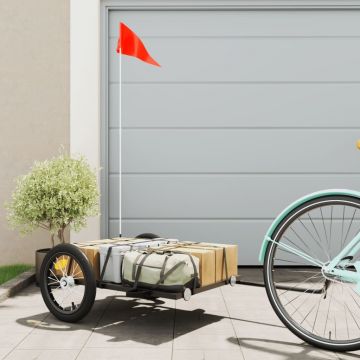 vidaXL Remorcă de marfă pentru bicicletă, negru, 126x63x34 cm, fier