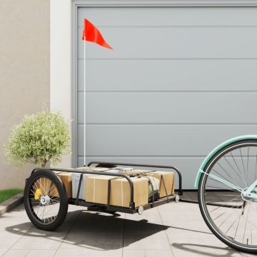 vidaXL Remorcă de marfă pentru biciclete, negru, 135x70x37 cm, fier