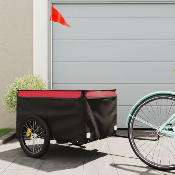vidaXL Remorcă de marfă pentru biciclete, negru și roșu, 45 kg, fier