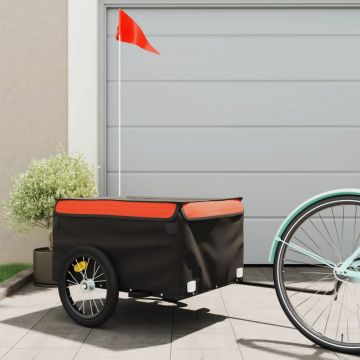 vidaXL Remorcă de marfă pentru biciclete negru/portocaliu 45 kg fier