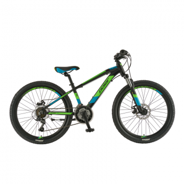 Bicicleta Copii Polar Alaska - 24 Inch, Negru-Verde-Albastru