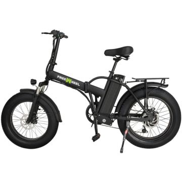 Bicicleta electrica FreeWheel Fat Bike All Terrain, 6 Trepte de viteza-Shimano, Autonomie 30-50 km, Roti 20 inch, Negru