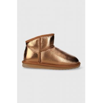 Emu Australia bocanci de piele Aarons Glossy culoarea auriu, W12922.GOBR
