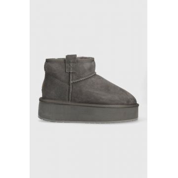 Emu Australia cizme de zapada din piele intoarsa Foy Flatform Micro culoarea gri, W13073.CHAR