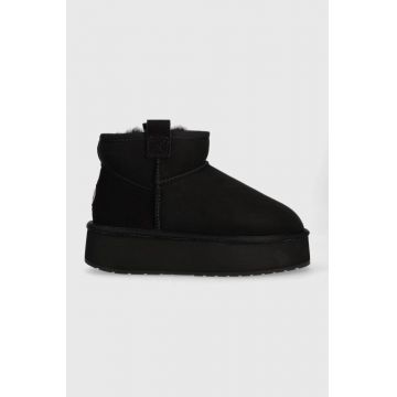 Emu Australia cizme de zapada din piele intoarsa Foy Flatform Micro culoarea negru, W13073.BLAK