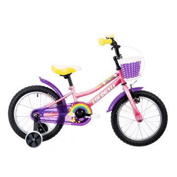 Bicicleta Copii Colinelli COL02, 1 Viteze, Cadru Otel, Marimea 200 mm, Roti 16 inch, Frane V - Brake, Culoare Roz