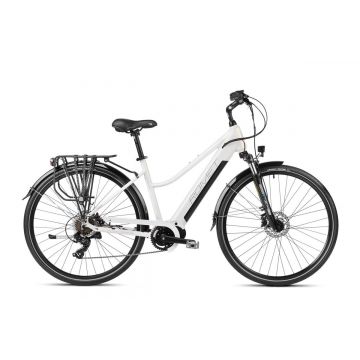 Bicicleta electrica de trekking/oras femei Romet Gazela 1 MM Alb/Gri 2023
