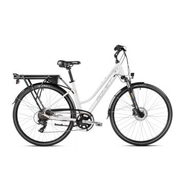 Bicicleta electrica de trekking/oras femei Romet Gazela 1 RM Alb/Gri 2023