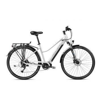 Bicicleta electrica de trekking/oras femei Romet Gazela 2 MM Alb/Gri 2023