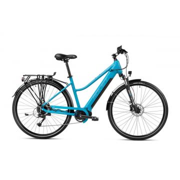 Bicicleta electrica de trekking/oras femei Romet Gazela 2 MM Albastru/Argintiu 2023