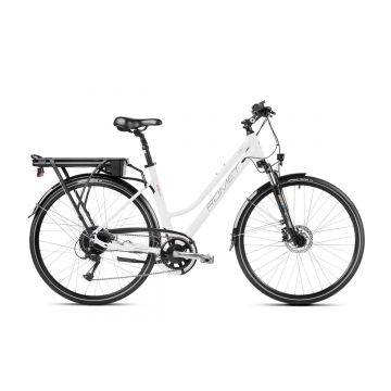 Bicicleta electrica de trekking/oras femei Romet Gazela 2 RM Alb/Gri 2023