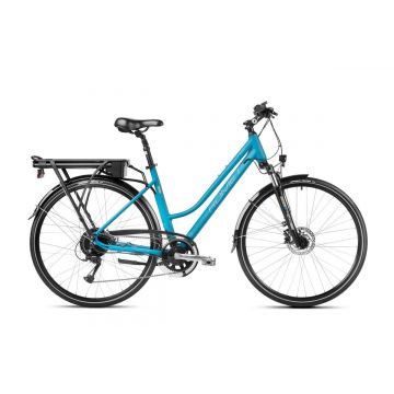 Bicicleta electrica de trekking/oras femei Romet Gazela 2 RM Albastru/Argintiu 2023
