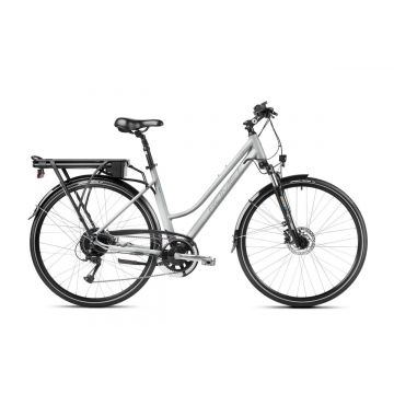 Bicicleta electrica de trekking/oras femei Romet Gazela 2 RM Argintiu/Grafit 2023