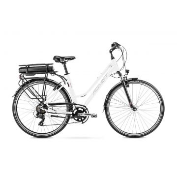 Bicicleta electrica de trekking/oras femei Romet Gazela RM Alb/Gri 2023
