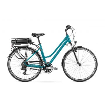Bicicleta electrica de trekking/oras femei Romet Gazela RM Albastru/Argintiu 2023