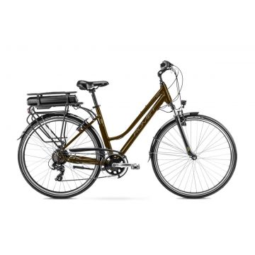Bicicleta electrica de trekking/oras femei Romet Gazela RM Maro/Grafit 2023