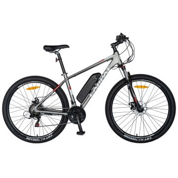 Bicicleta electrica MTB (E-BIKE) CARPAT 27.5   C1011E, cadru aluminiu, frane mecanice disc, transmisie SHIMANO 21 viteze, culoare gri alb