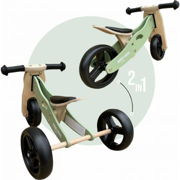 Bicicleta fara pedale Free2Move din lemn transformabila Mint