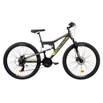 Bicicleta MTB Colinelli COL43, Schimbator Shimano Tourney Revo Shifter, 21 Viteze, Cadru Aluminiu, Marimea M, Roti 27.5 inch, Frane pe Disc, Culoare Gri